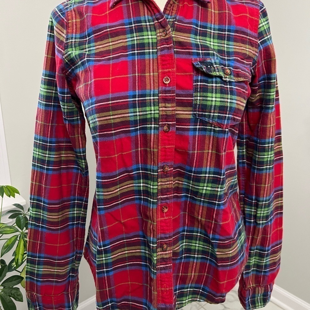 Abercrombie flannel button down plaid long sleeve S